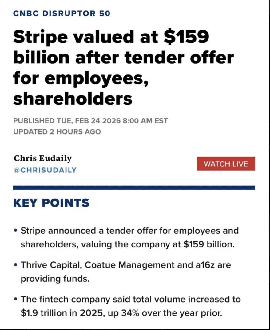 The handover of the payment industry: The hundred billion unicorn Stripe may swallow PayPal, heavily investing in stablecoins and AI