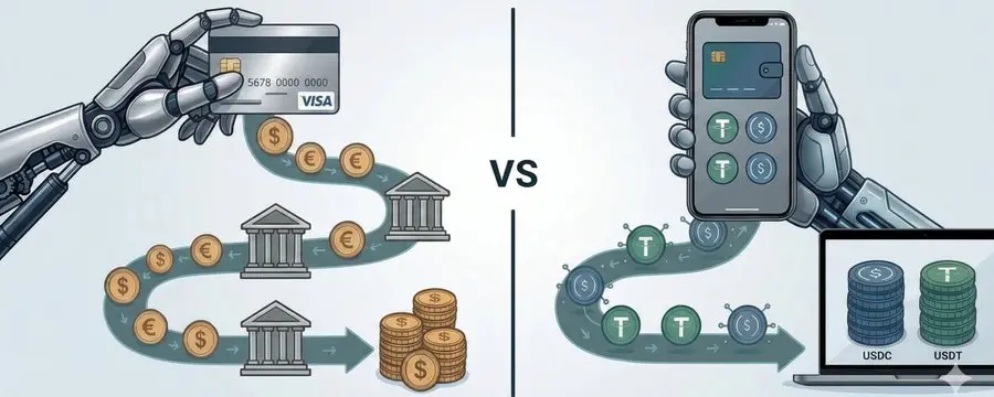 银行卡支付 vs. 稳定币支付：哪个更适合 AI 智能体（Agent）？