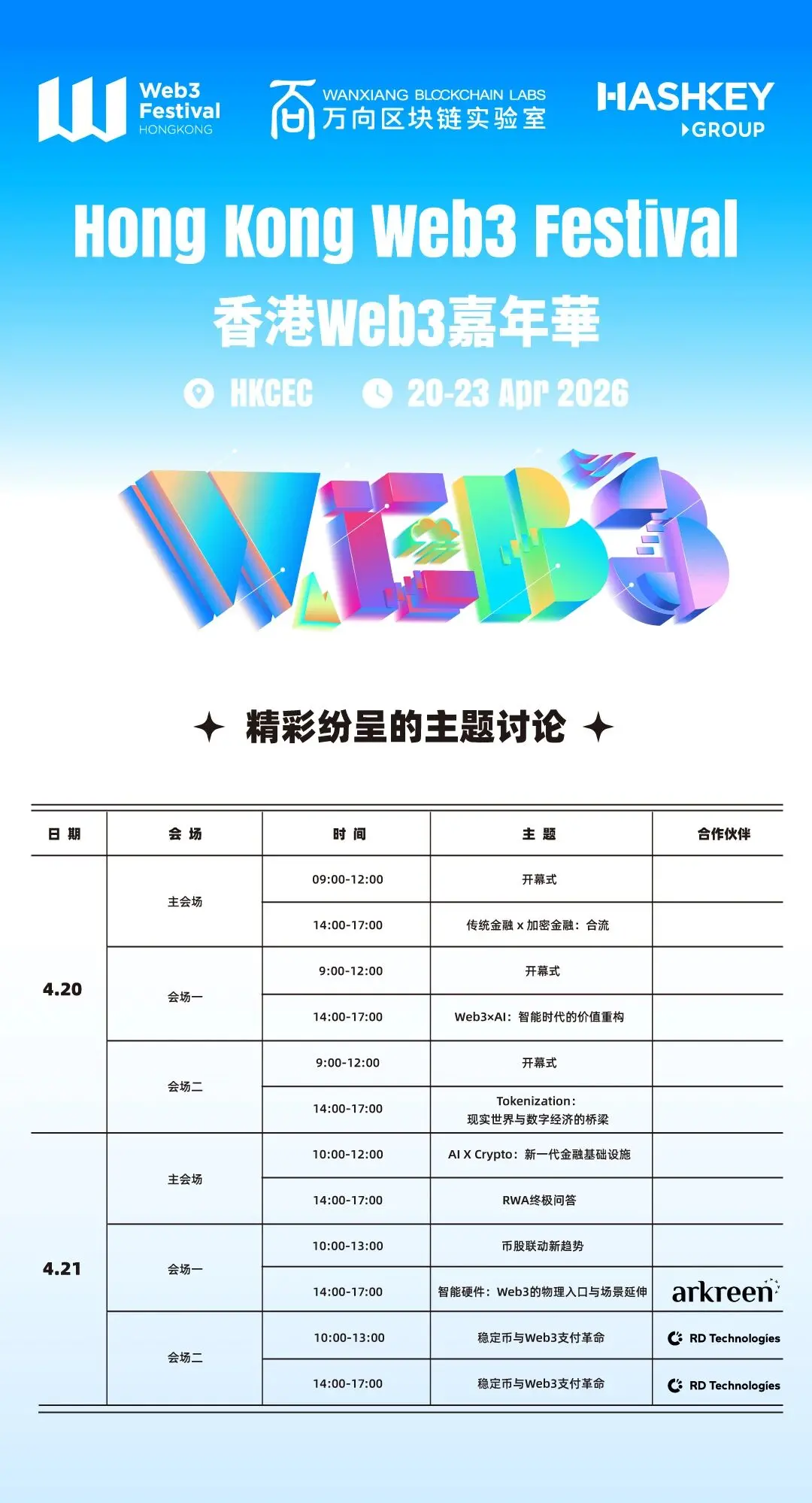 Hong Kong Web3 Carnival Shocking Debut in April: Top Topics Revealed, Heavyweight Guests Gather in Hong Kong
