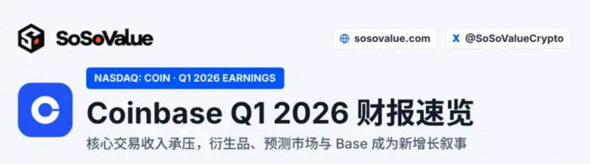 Coinbase Q1の業績は予想を下回る：取引収入が減少し、プラットフォーム化の転換はまだ検証が必要