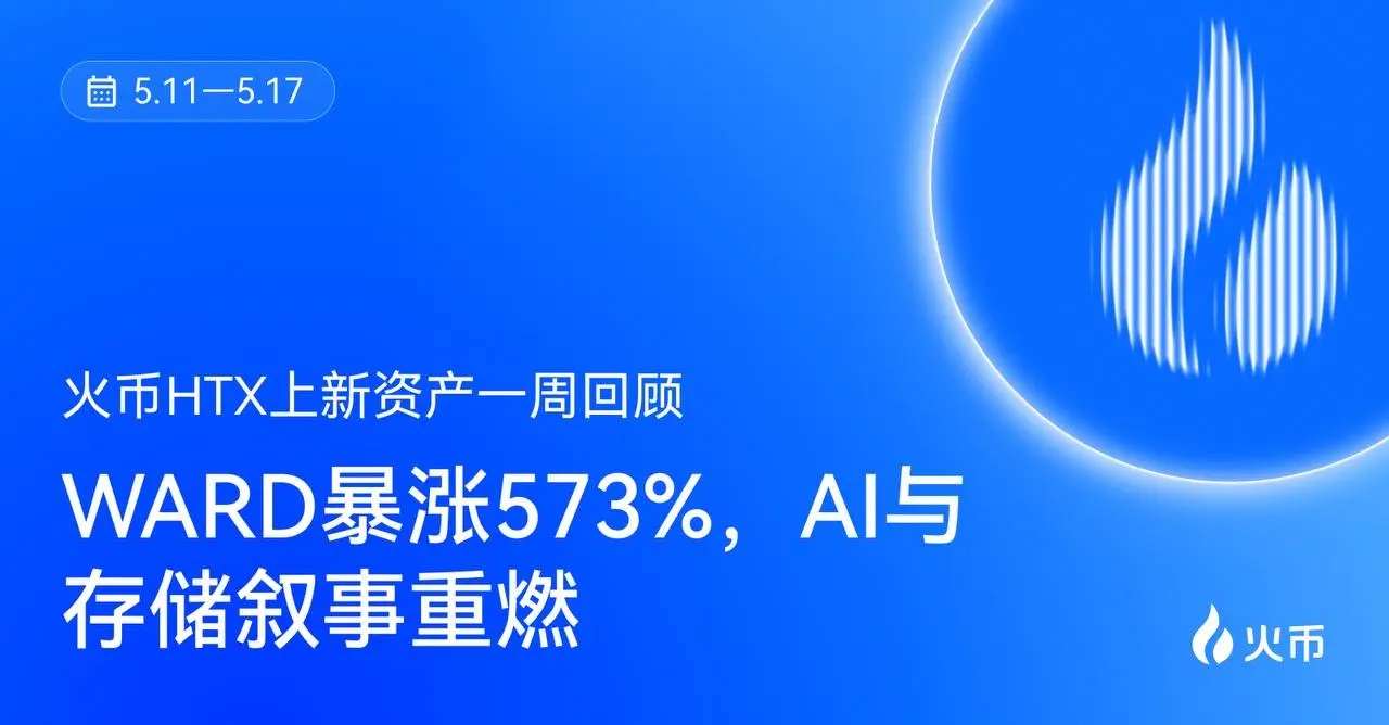 火币HTX上新资产一周回顾（5.11—5.17）：WARD暴涨573%，AI与存储叙事重燃