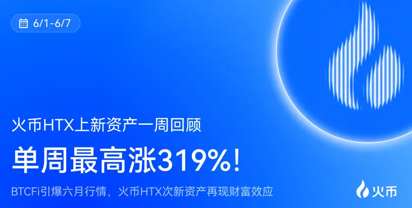 火幣 HTX 上新資產一週回顧（6.1-6.7）：BTCFi 點燃六月行情，火幣 HTX 次新資產再現財富效應