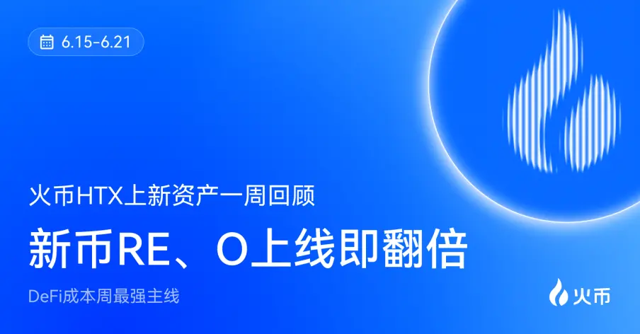 후오비HTX 신규 자산 일주일 회고 (6.15-6.21): 신규 코인 RE, O 상장 즉시 두 배, DeFi 이번 주 가장 강력한 주요 라인