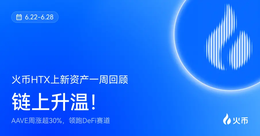 火币HTX 신규 자산 일주일 회고 (6.22-6.28): AAVE 주간 상승률 30% 초과, DeFi 분야 선두주자