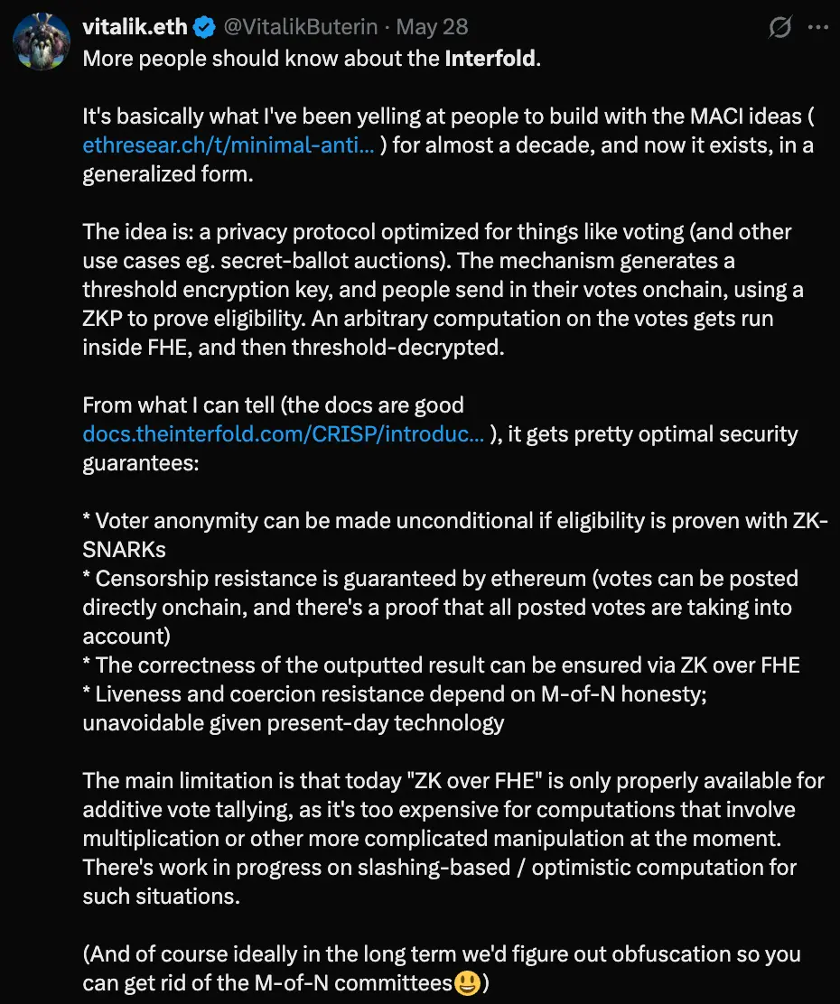 The second round of the FOLD auction has now started, Interfold mainnet Network Alpha is online, building a new paradigm for confidential coordination