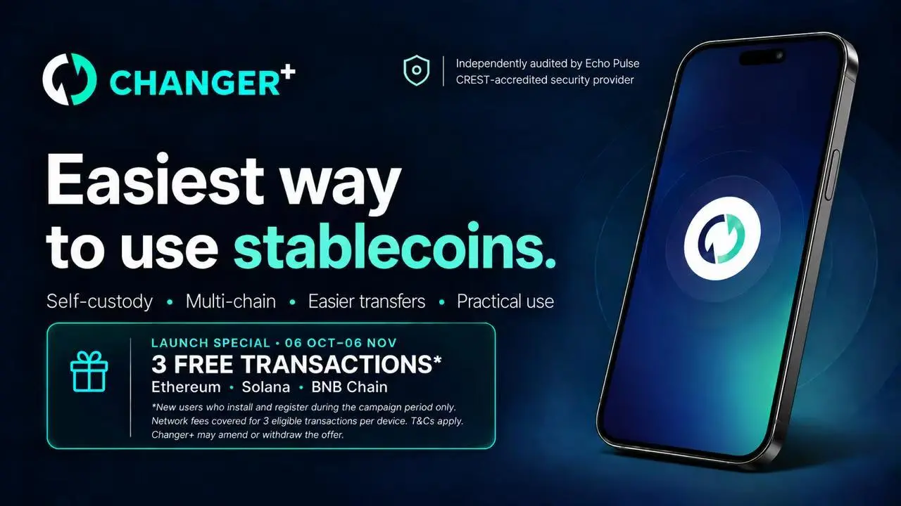 Changer+는 스테이블코인을 중심으로 한 자가 관리 지갑을 출시하여 스테이블코인을 더 쉽게 사용할 수 있게 합니다