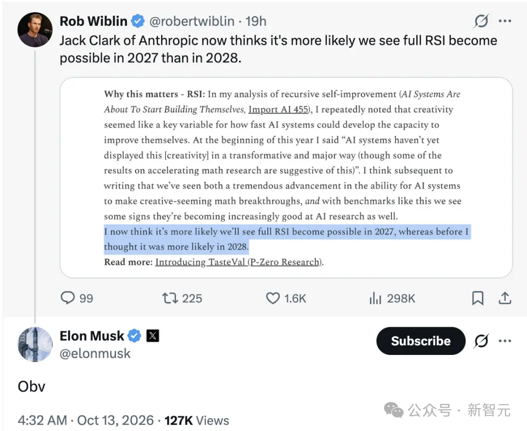 Breaking news, Anthropic co-founder changes stance: RSI moved up to 2027, humanity only has 6 months left